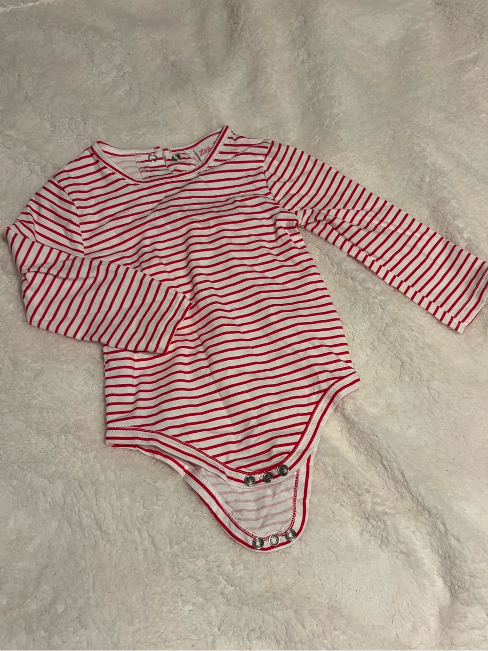 Little Lass Red & White Striped Long-Sleeve Baby Bodysuit